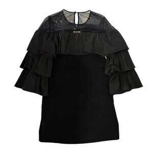 Cinq a Sept Valentina Ruffle Sleeve Mesh Shoulder Mini Dress